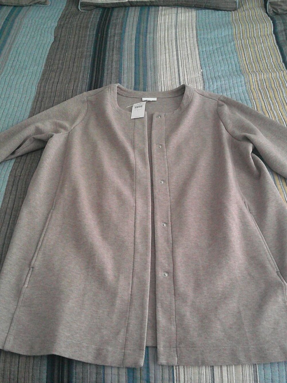 J. Jill Soft Cocca long sweatshirt jacket with snaps & pockets NWT Size L